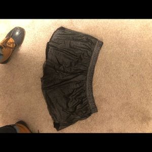 Metallic silver black cloth shorts